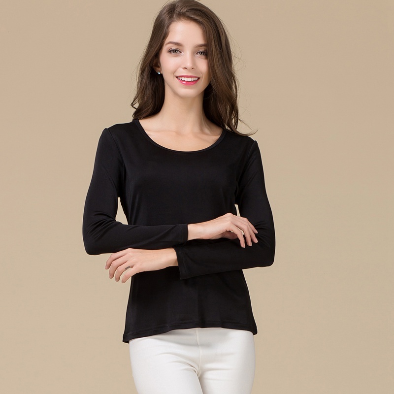 Women's 100%  Silk Knitted Long Sleeve Undershirt