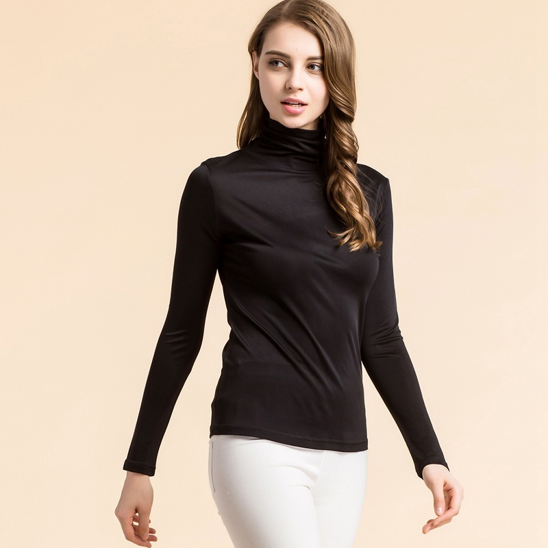Women's 100%  Silk Knitted Turtle Neck Shirt