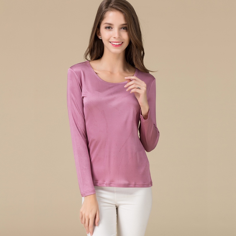 Women's 100%  Silk Knitted Long Sleeve Undershirt