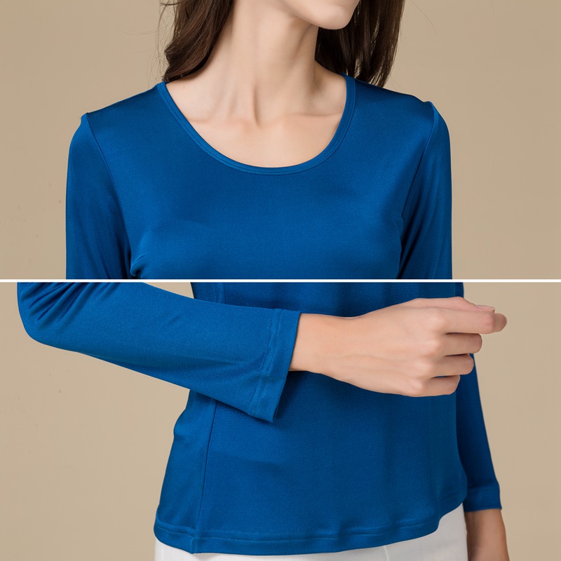 Women's 100% Silk Knitted Long Sleeve Undershirt
