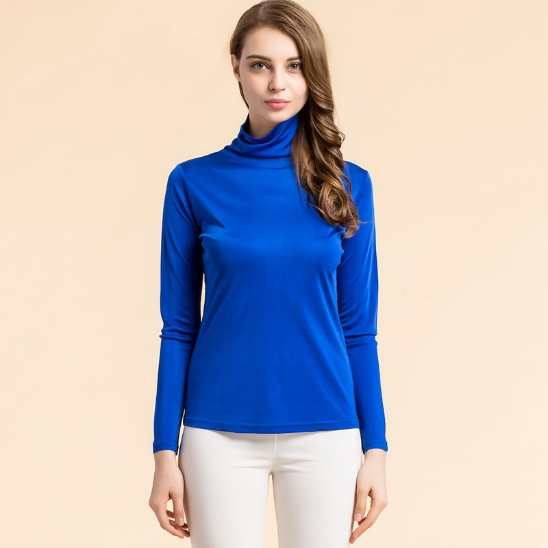 Women's 100%  Silk Knitted Turtle Neck Shirt