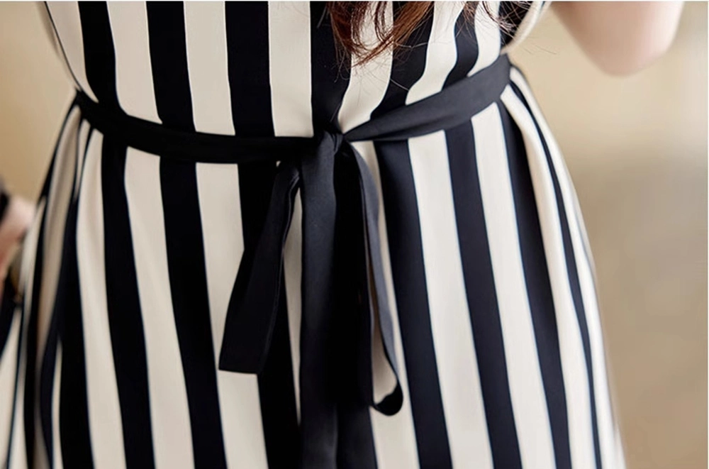 princess polly baby blue dress Plus Size - Beetlejuice Snake Stripe Black & White Belted Swing Dress main image 0