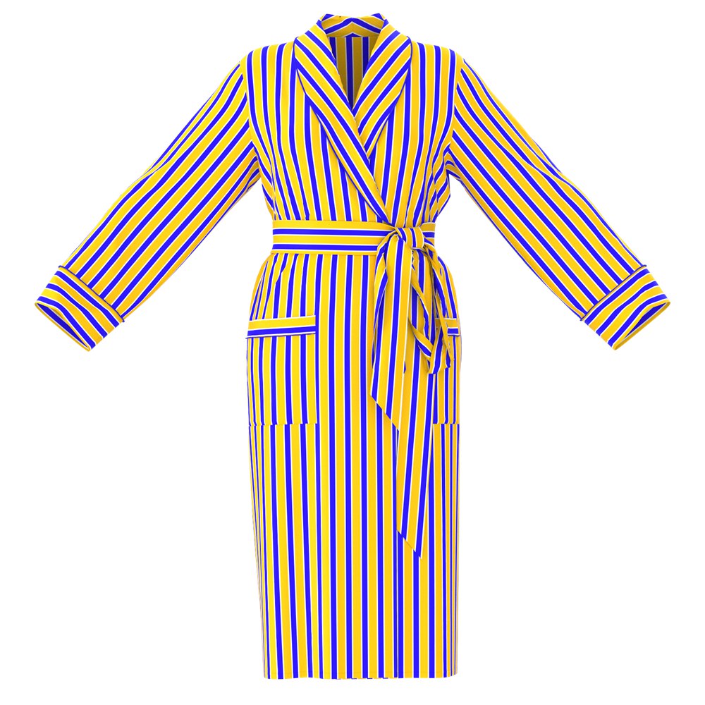 Blue Gold Stripe Silk Robe