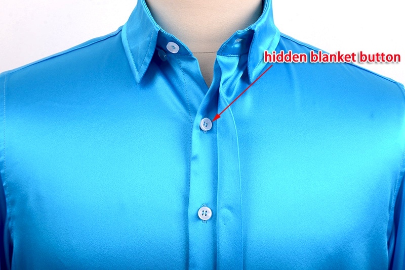 Men's 100% Mulberry Silk Hidden Placket Dress Shirt