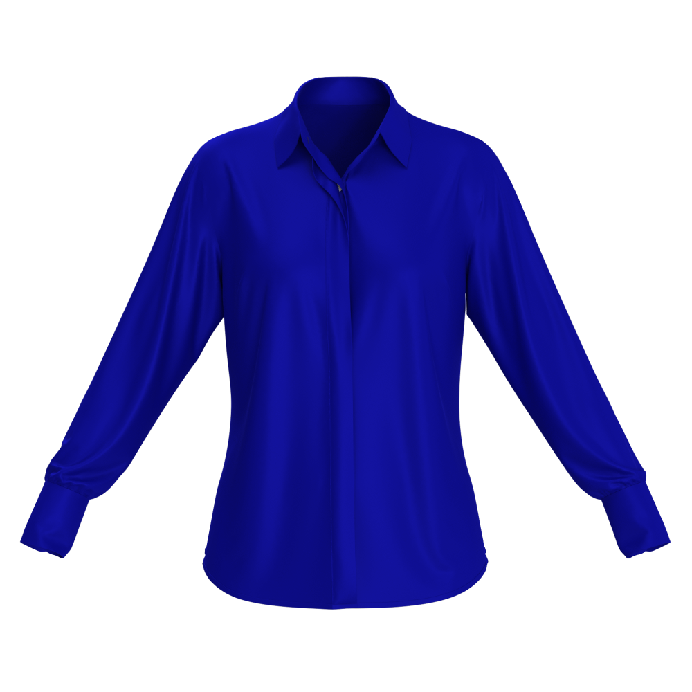 Blue Silk Button Up Shirt Women