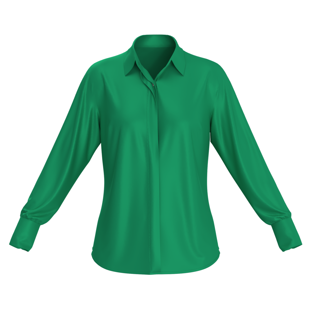 Green Silk Button Up Shirt Women