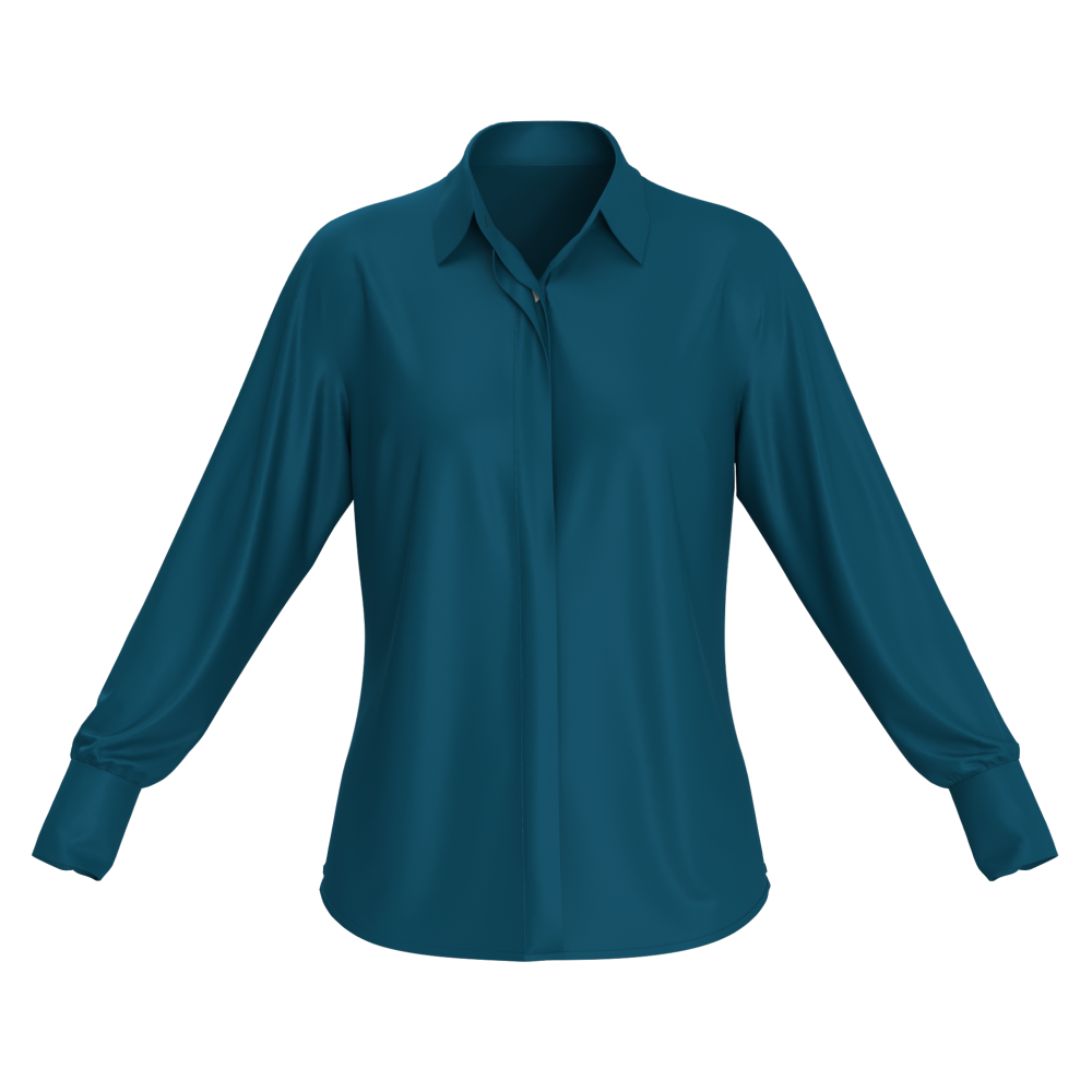 Teal Green Silk Button Up Shirt Women
