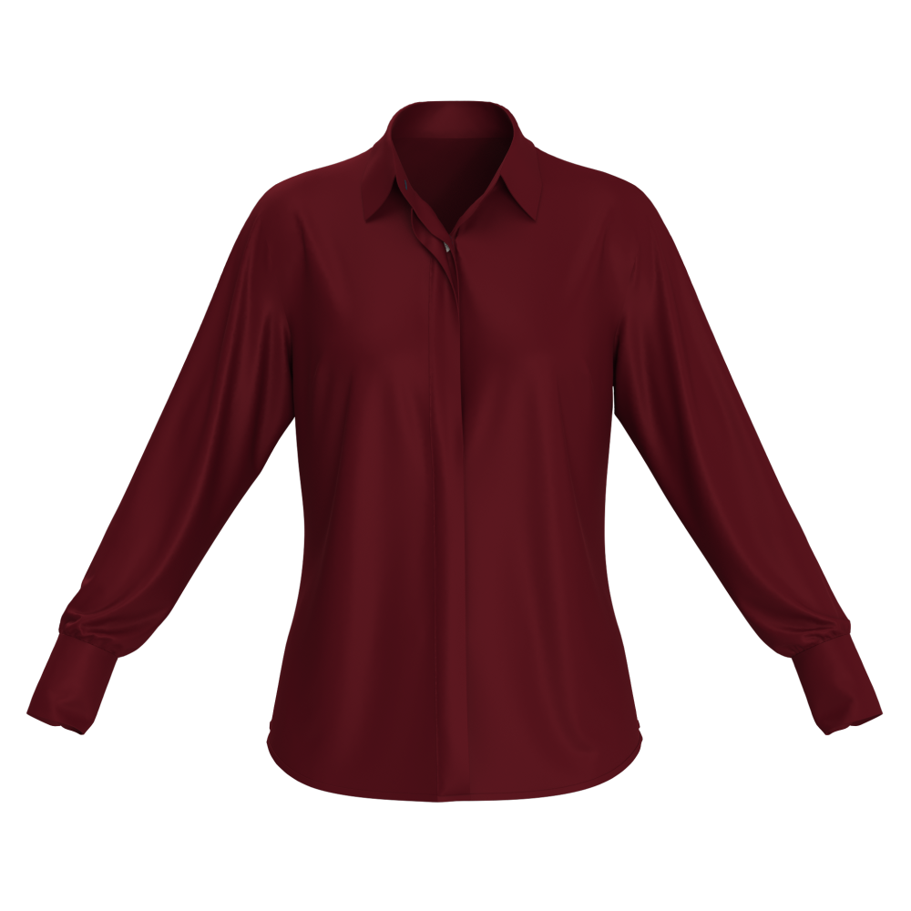 Wine Red Silk Button Up Shirt Women
