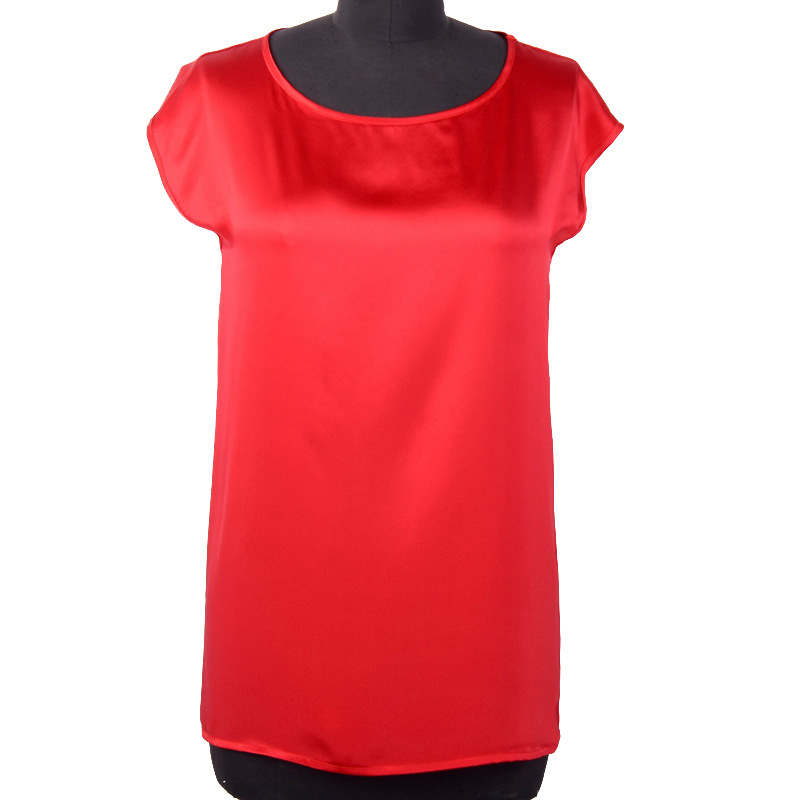 Red Silk Drop Shoulder T Shirt