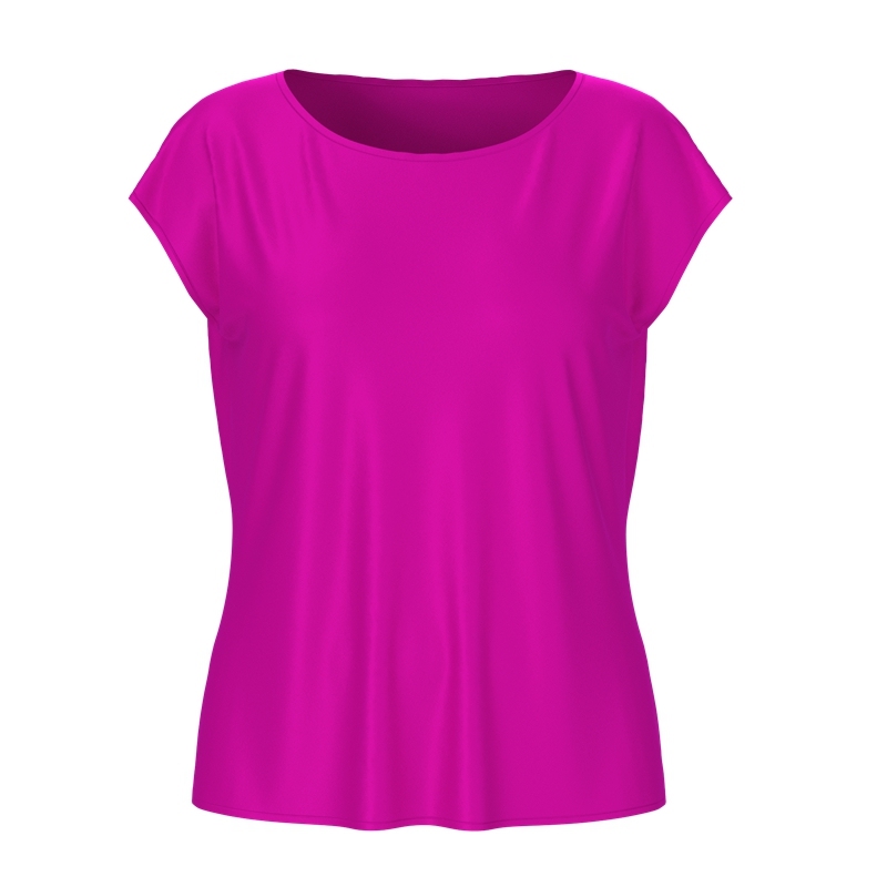Fuchsia Silk Drop Shoulder T Shirt