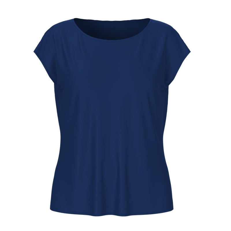 Navy Blue Silk Drop Shoulder T Shirt