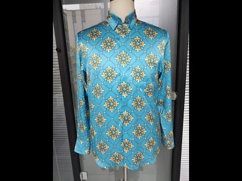 100% Mulberry Silk Charmeuse Long Sleeve Dress Shirt Spread Collar