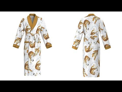 Women's Silk Black & White Striped Robe