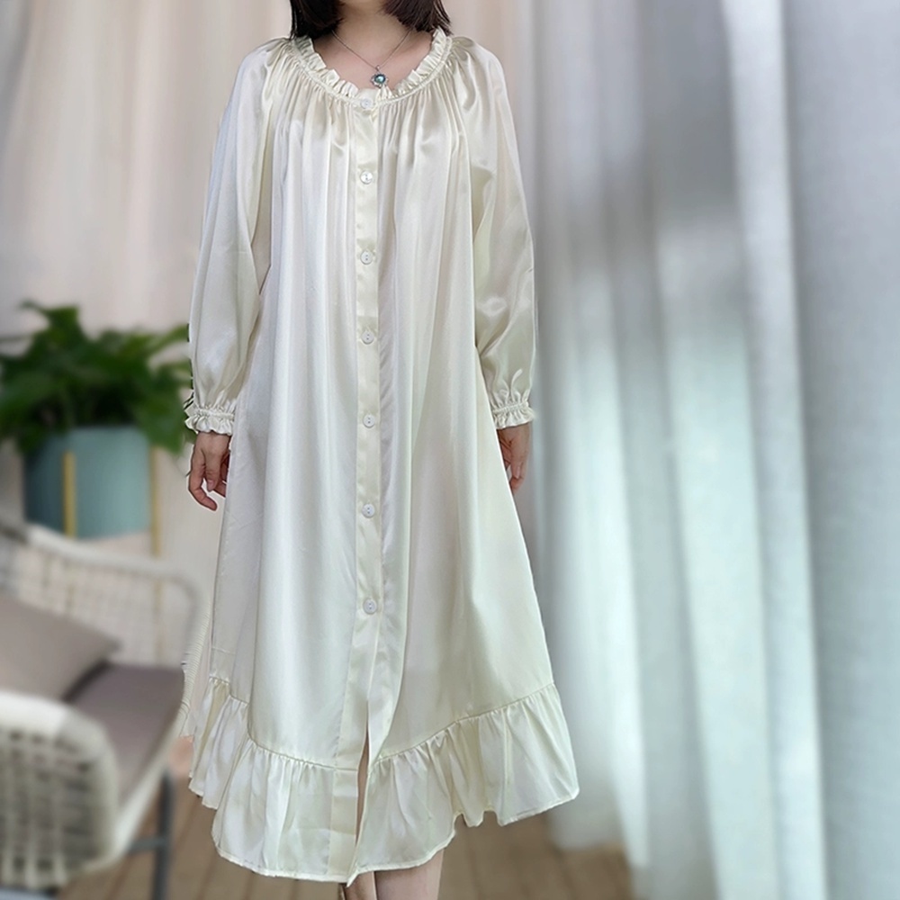 Women's Pleat Neck Silk Nightshirt