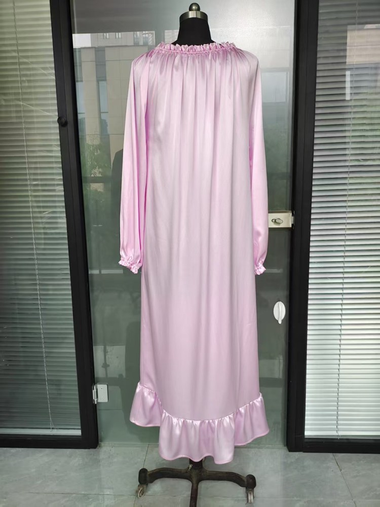Women's Pleat Neck Silk Nightshirt