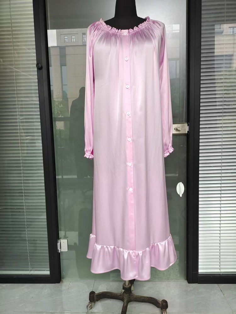 Women's Pleat Neck Silk Nightshirt