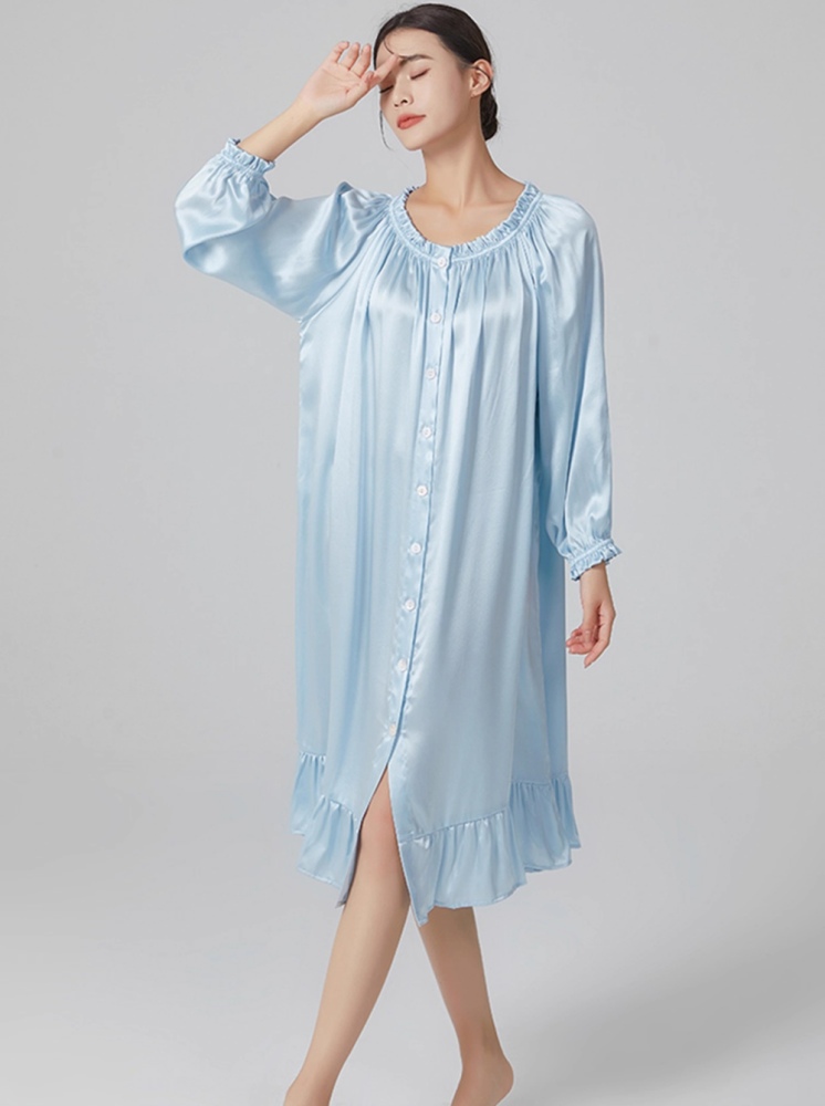 Women's Pleat Neck Silk Nightshirt