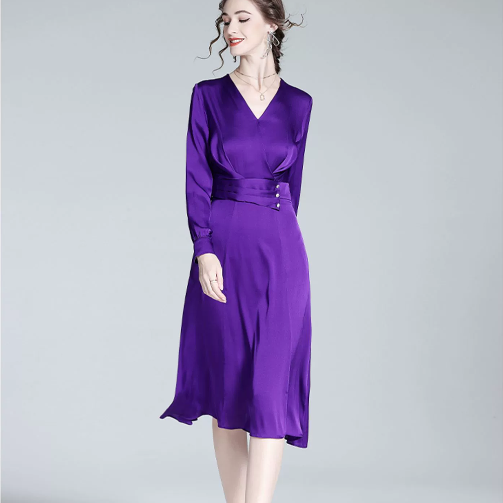 knee length dresses for ladies Emerald Isle Green 90s Style Silk Slip Dress main image 1