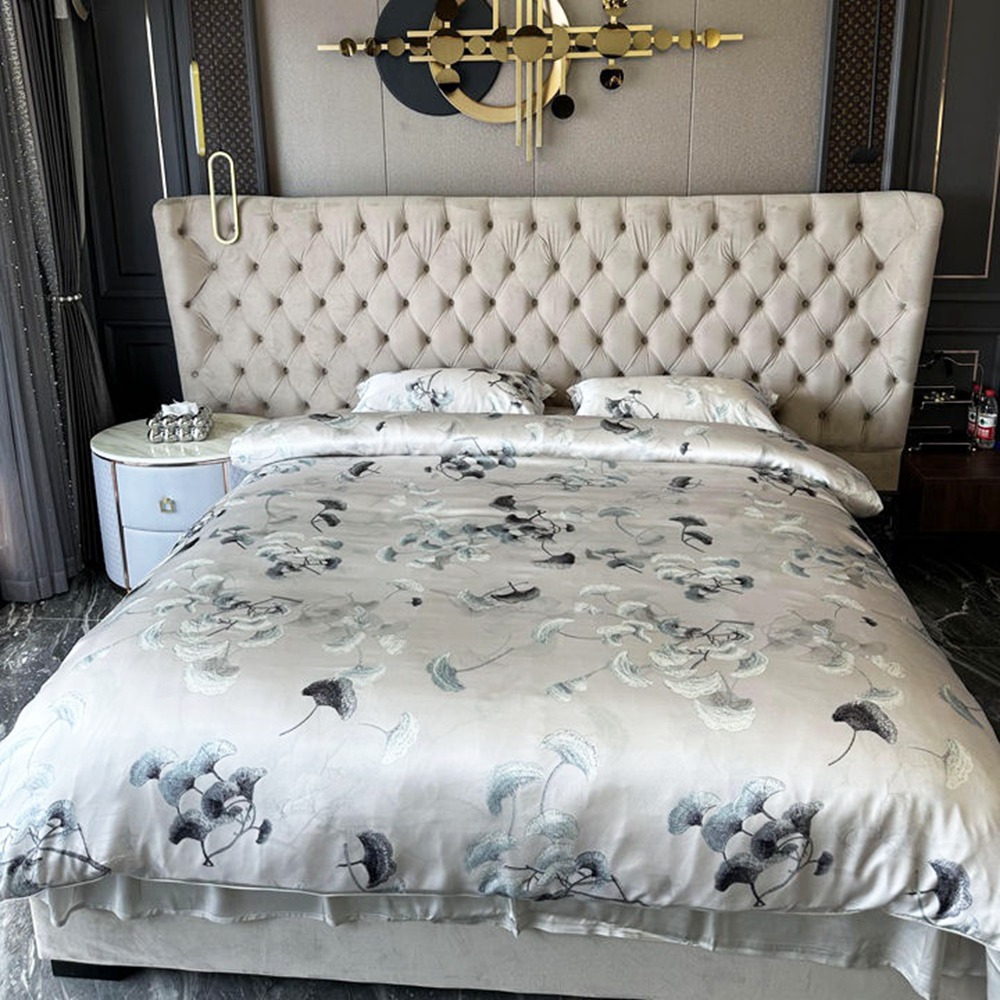 30 Momme Floral Silk Duvet Cover Set Queen King Cal King Full Tiwn Size