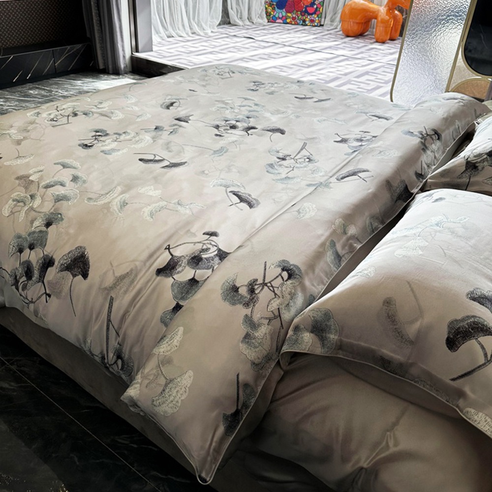 30 Momme Floral Silk Duvet Cover Set Queen King Cal King Full Tiwn Size