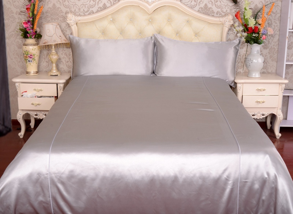 100% Silk Duvet Cover Fitted Sheet Flat Sheet Bedding Set UK Double