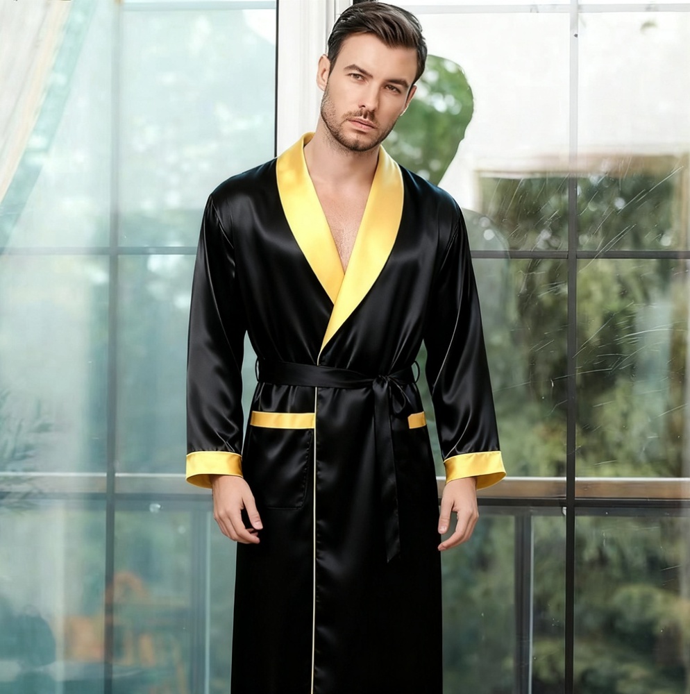 Men's Black And Gold Dressing Gown