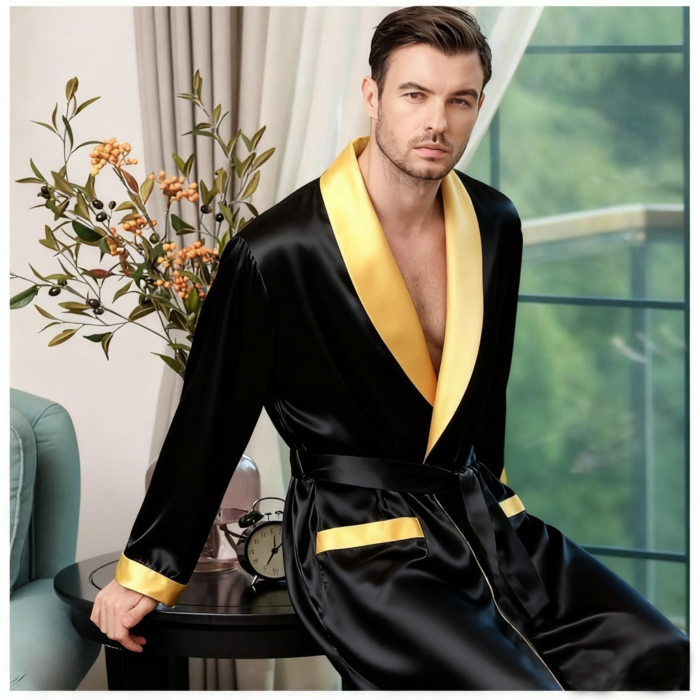 Men's Black And Gold Dressing Gown