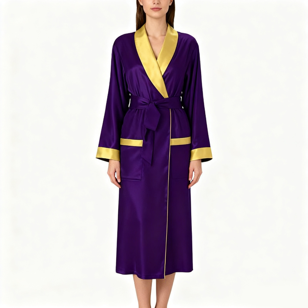 Women's Purple Contrast Robe