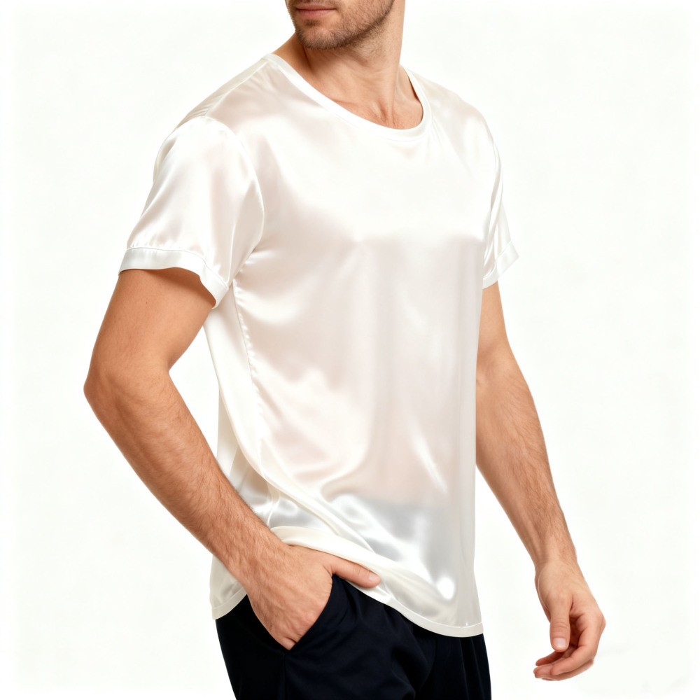 Men's White Silk T Shirts