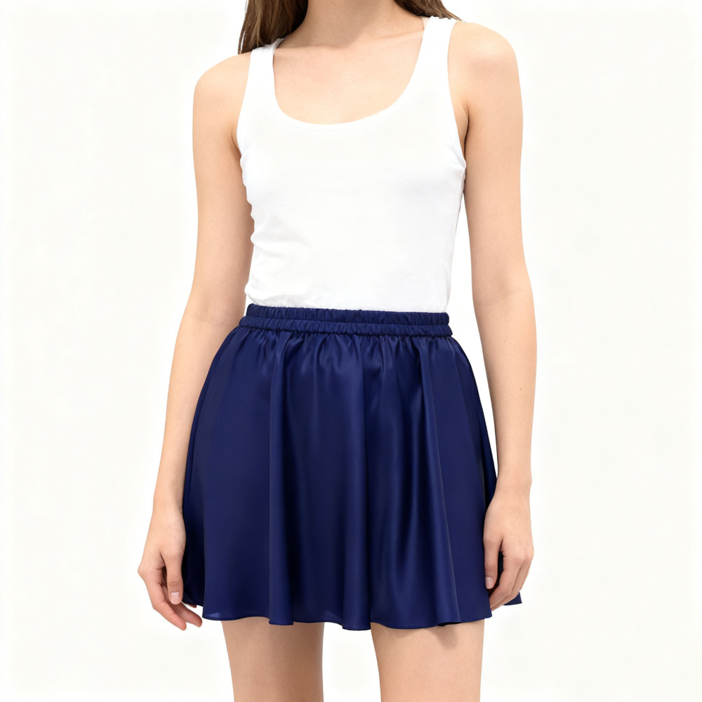 Half Circle 100% Silk Mini Skirt Elastic Waist