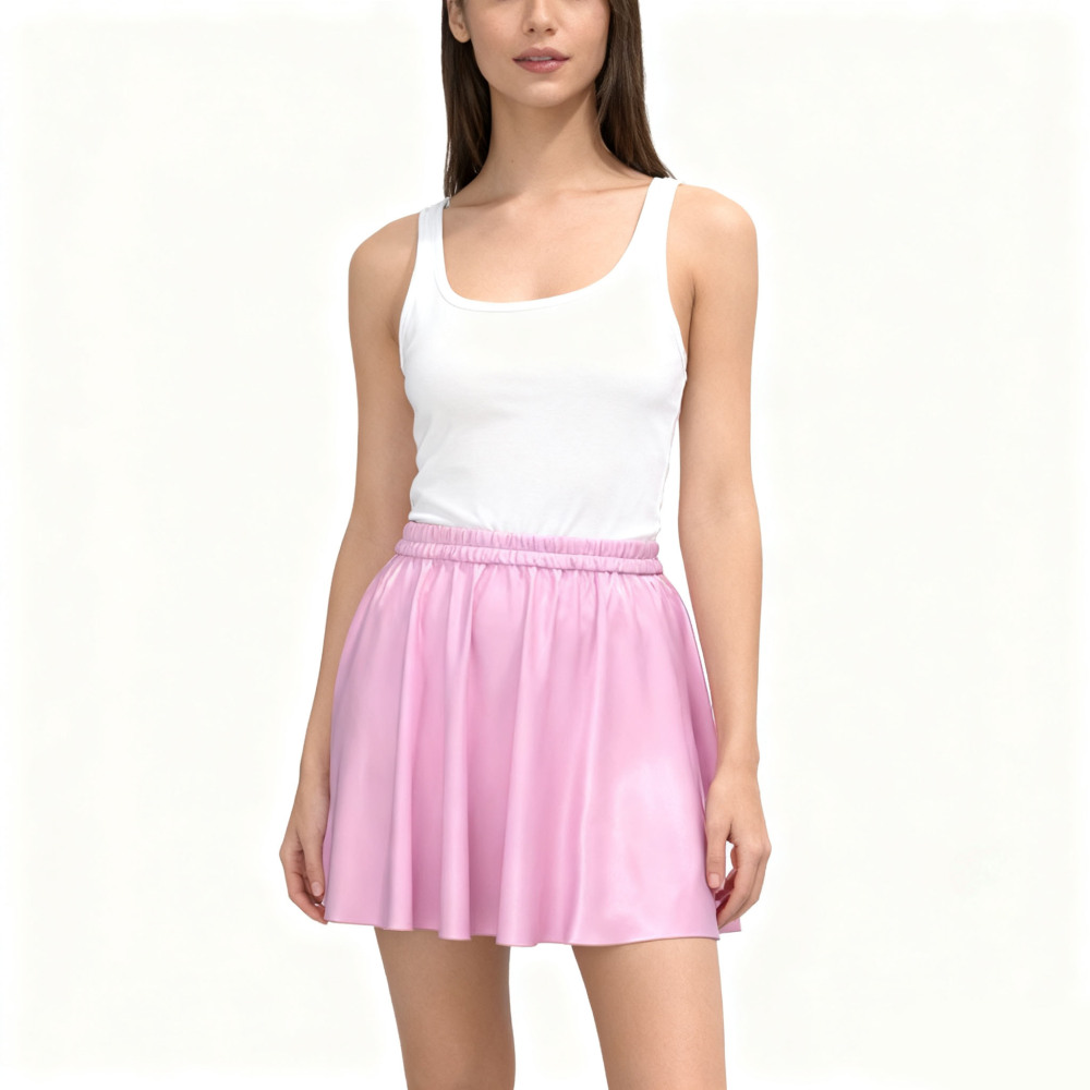 Half Circle 100% Silk Mini Skirt Elastic Waist