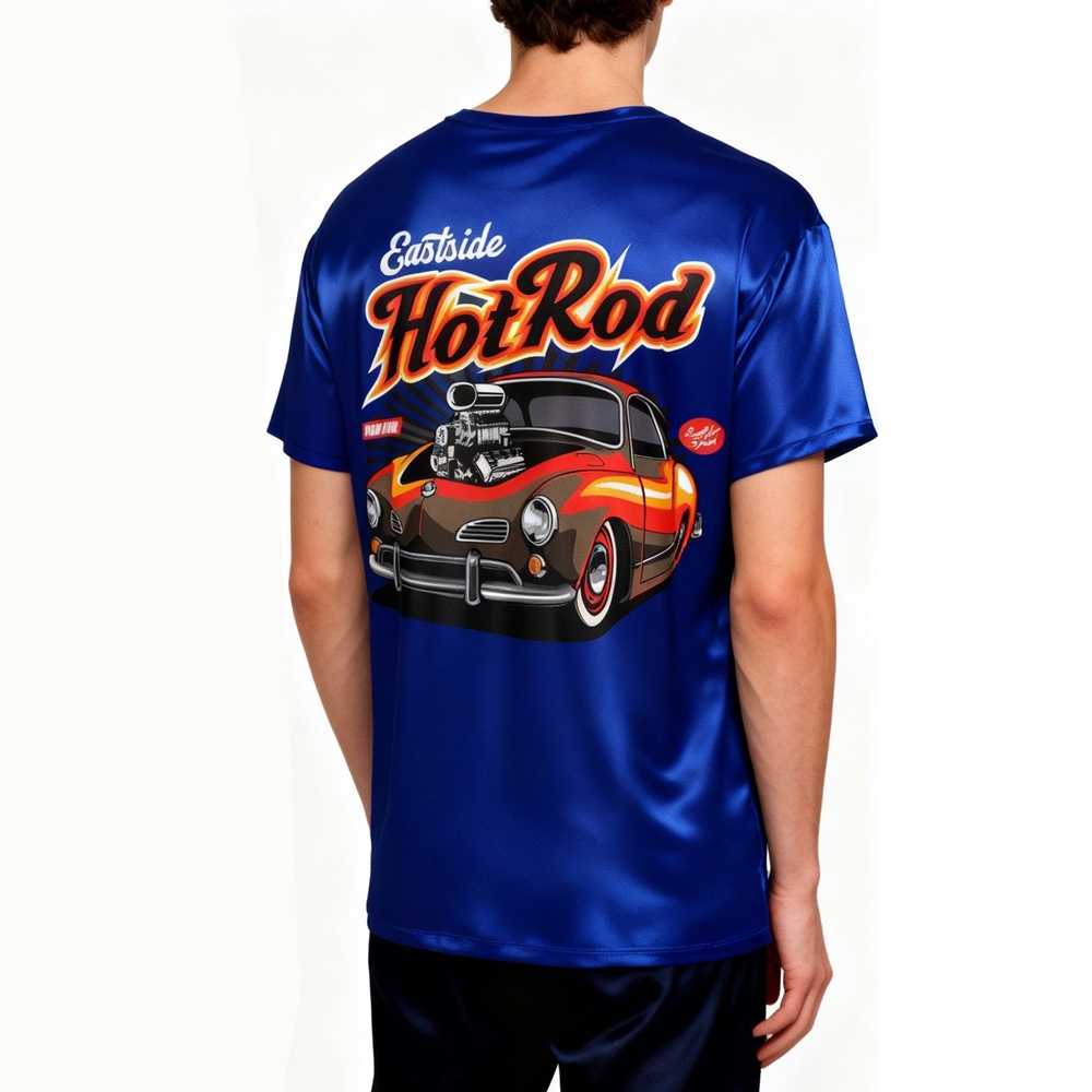 Men's Classic Car Graphic Print Silk Tees