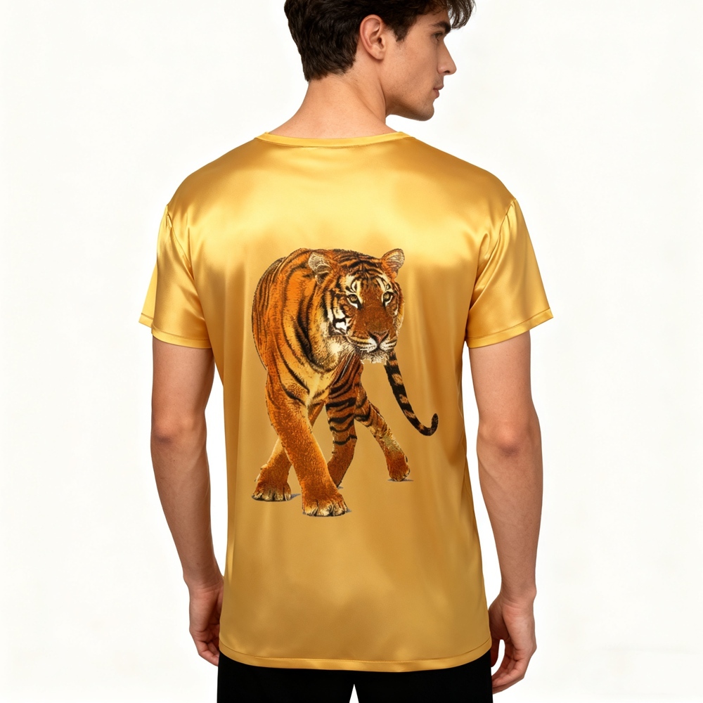Men's Graphic Print Silk T Shirt