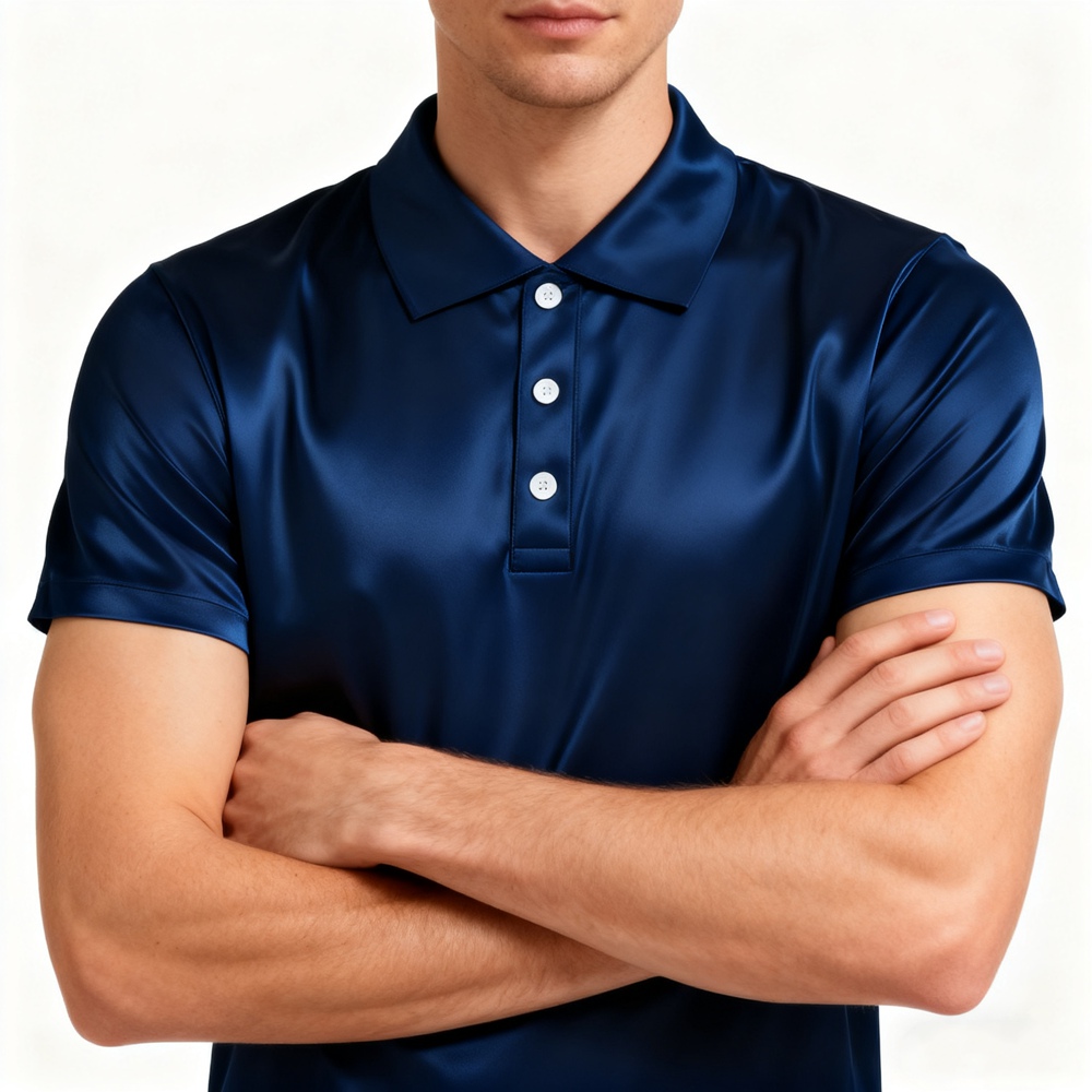 Men's 100% Mulberry Silk Polo Shirts Short Sleeve