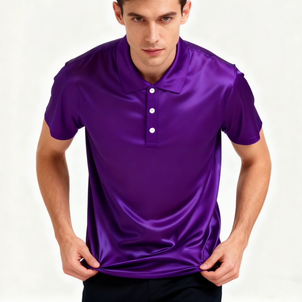 Men's 100% Mulberry Silk Polo Shirts Short Sleeve