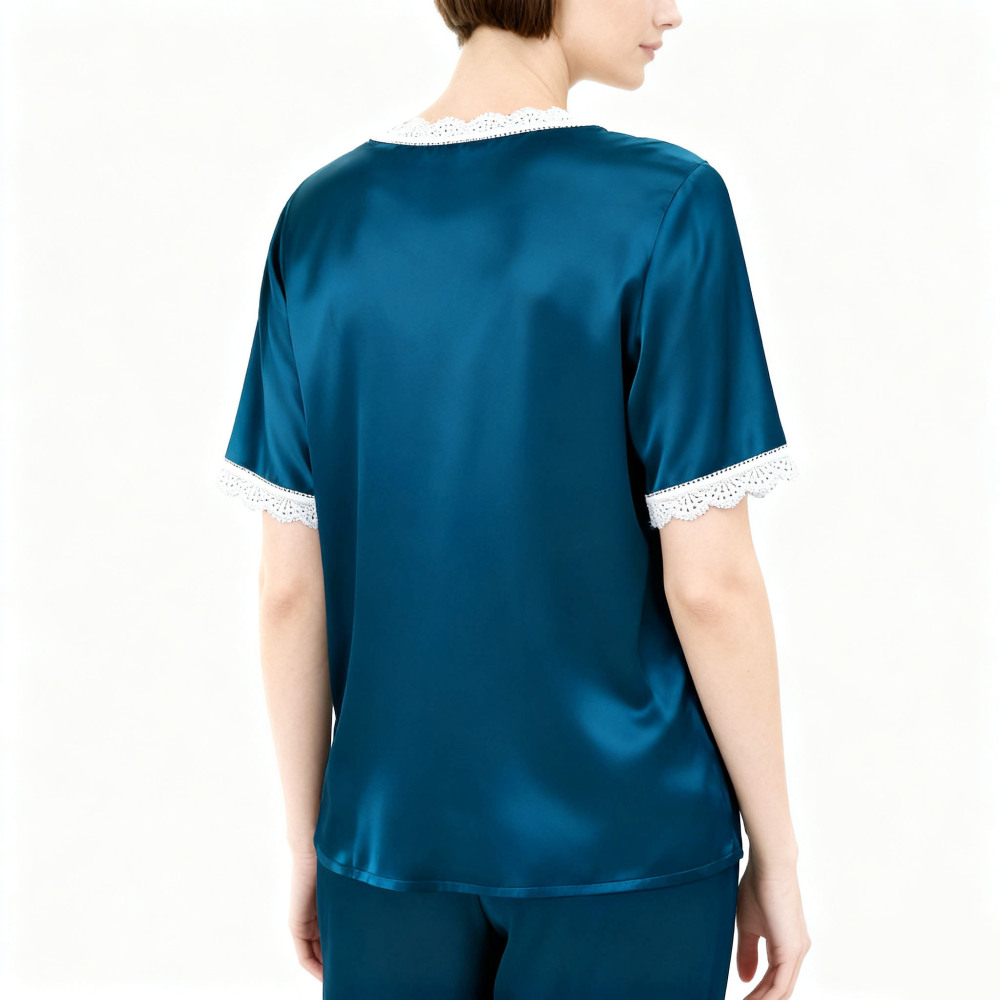 Women's 100% Silk Lace V Neck Shirt