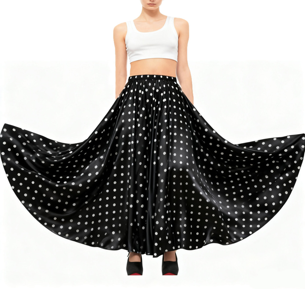 Women's 100% Silk Polka Dot Skirt