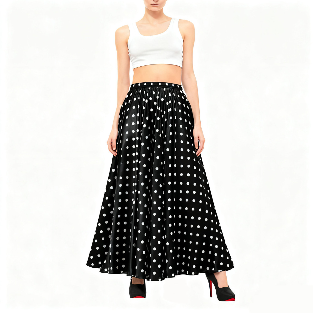 Women's 100% Silk Polka Dot Skirt