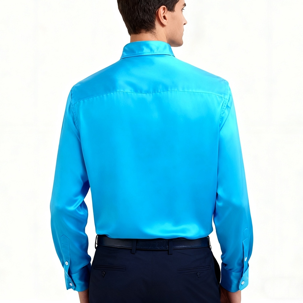 Men's 100% Mulberry Silk Hidden Placket Dress Shirt