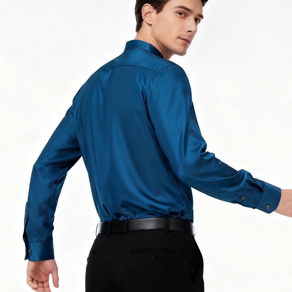 Men's Silk Band Collar Shirts