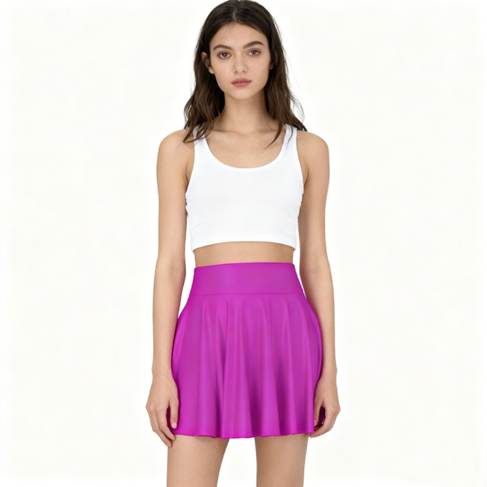 100% Silk Flat Front Elastic Back Waistband Mini Skirt