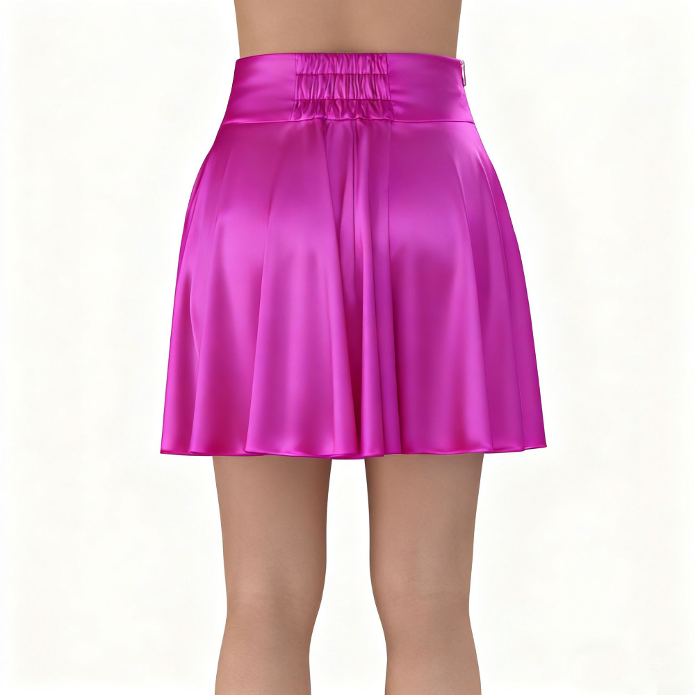 100% Silk Flat Front Elastic Back Waistband Mini Skirt
