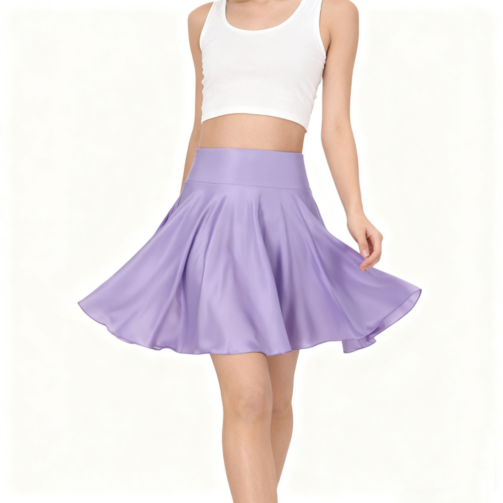 100% Silk Flat Front Elastic Back Waistband Mini Skirt