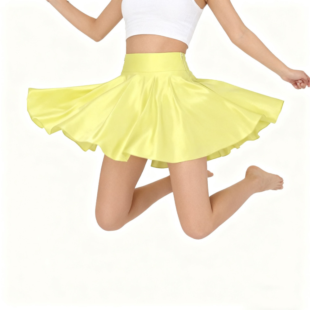 100% Silk Flat Front Elastic Back Waistband Mini Skirt