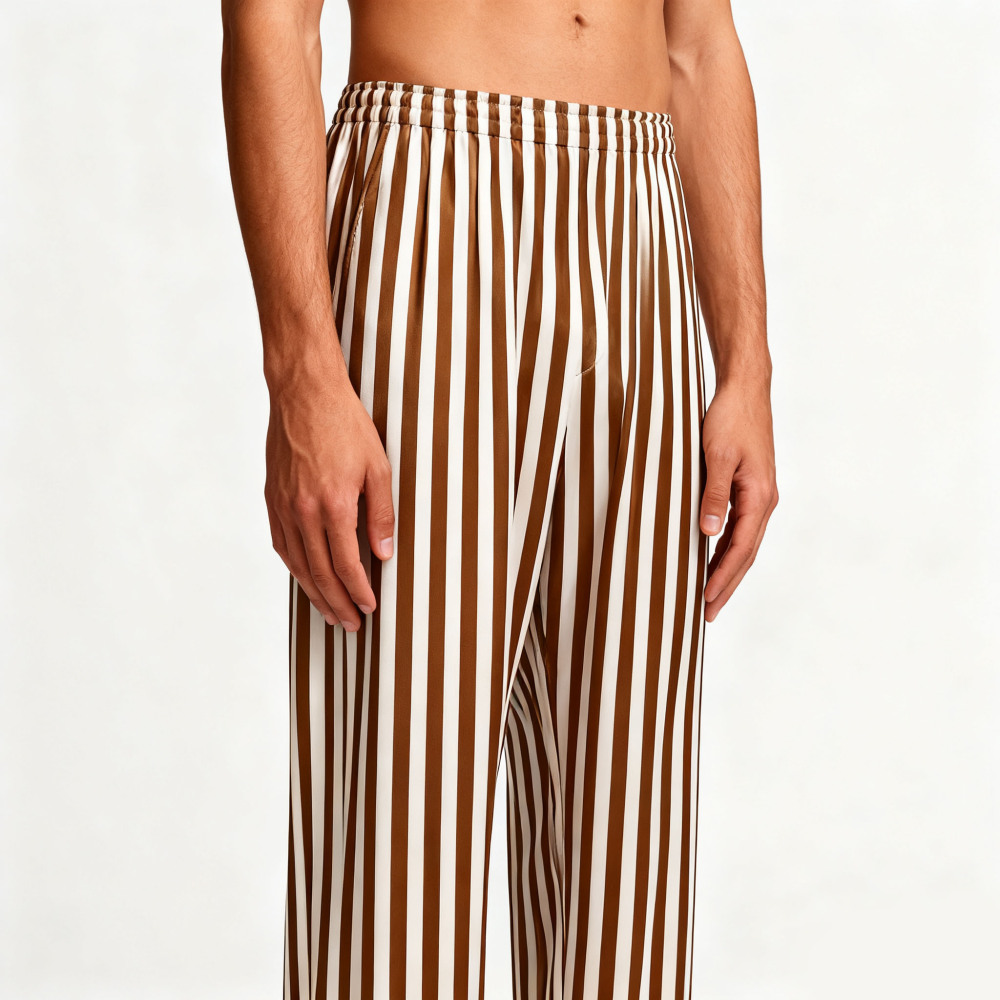 Striped Silk Lounge Pants For Men