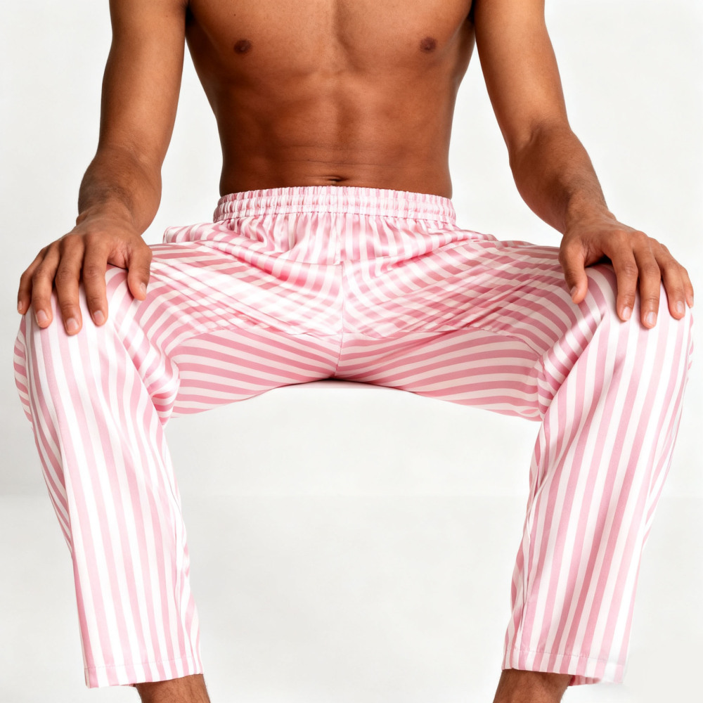 Striped Silk Lounge Pants For Men