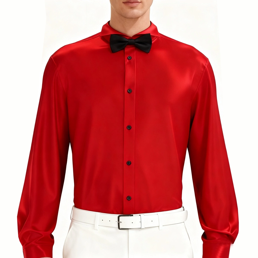 mens silk crew neck dress shirts Men's Silk Wing Tip Collar Shirts