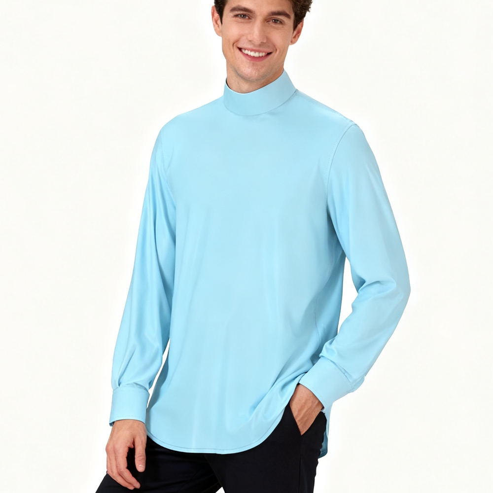 Men's 100% Mulberry Silk Satin Turtleneck T Shirt