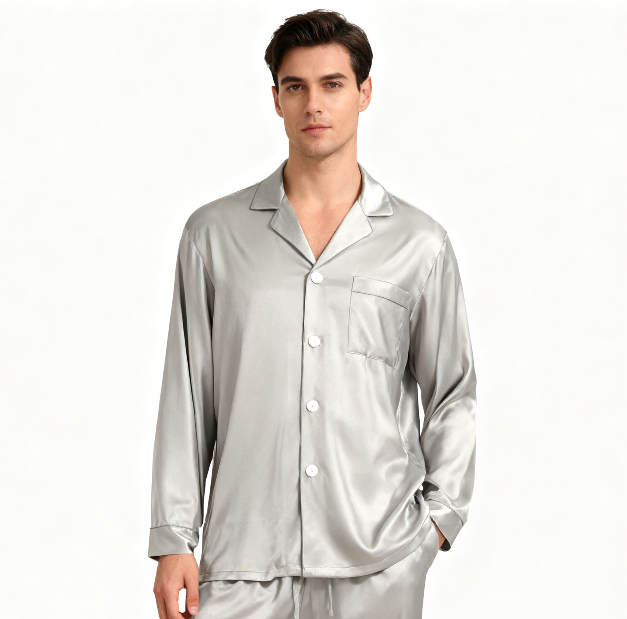 Men's 100% Silk Pajama Top Only