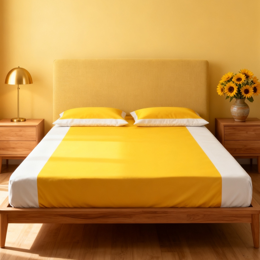 Contrast Color Silk Fitted Sheet Set